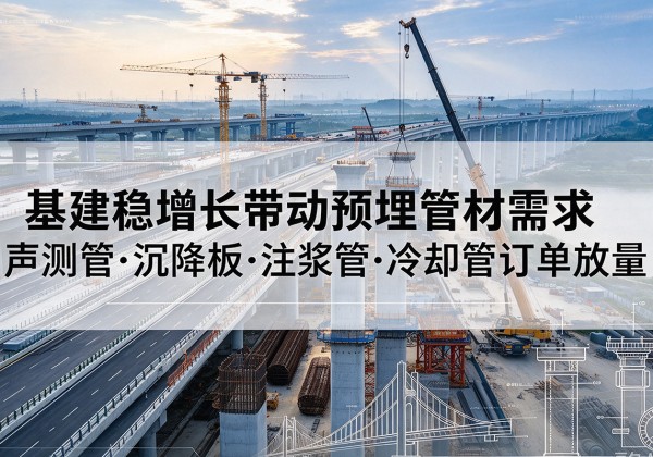 丁青基建稳增长带动预埋监测管材需求，声测管、沉降板、注浆管订单持续放量